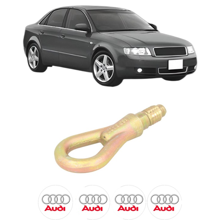 Cui carlig remorcare, tractare auto pentru AUDI A4 B6 (8E2) din 2000-2004, Otel, Cri-Flo, 4 Stickere cu AUDI