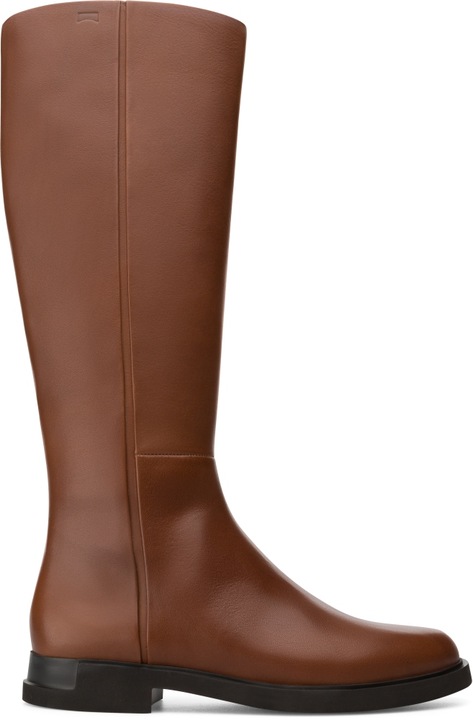 Campe, Cizme lungi din piele cu segmente elastice Iman 230712, Maro