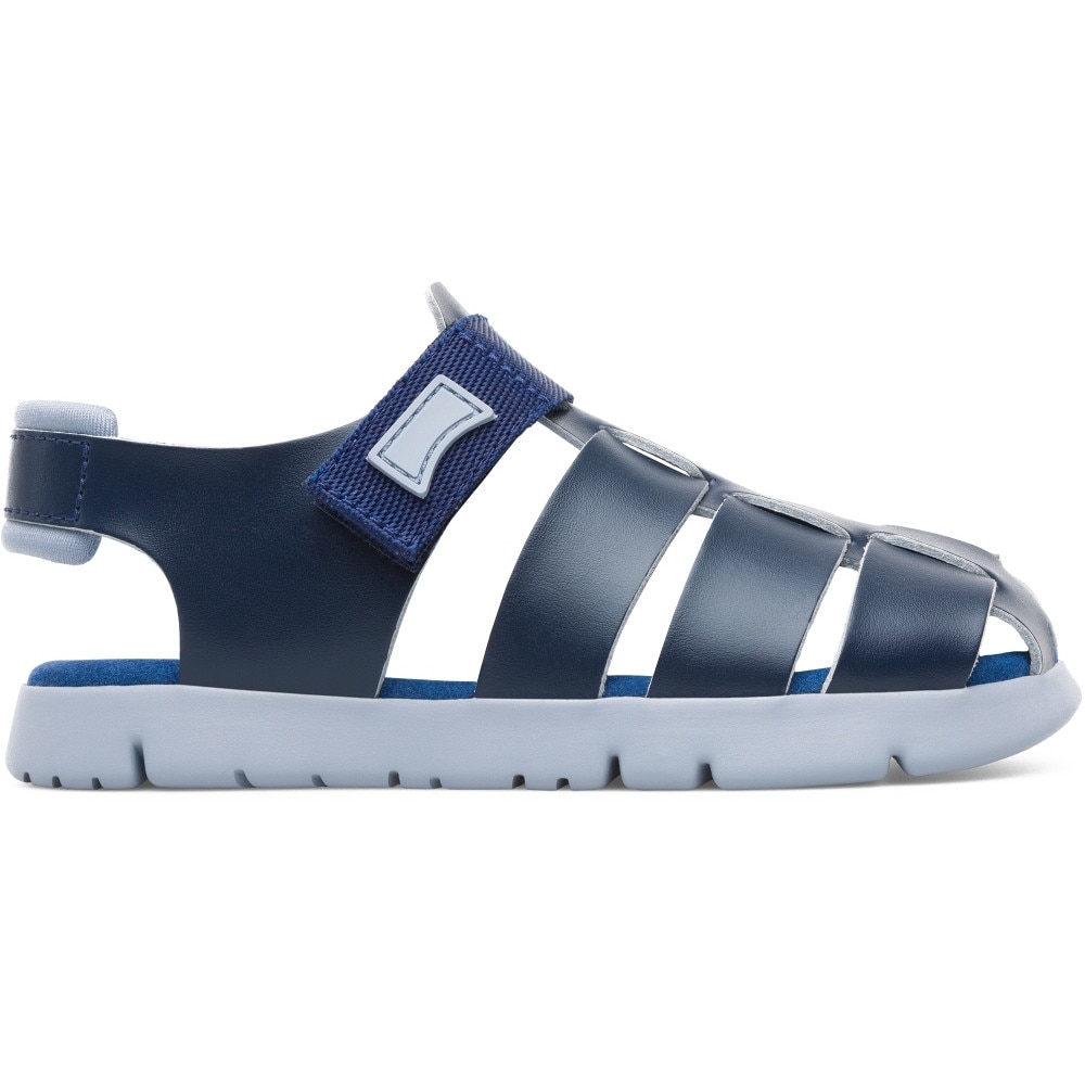 Camper, Sandale cu talpa plata si inchidere velcro Mira, Albastru, 28 EU