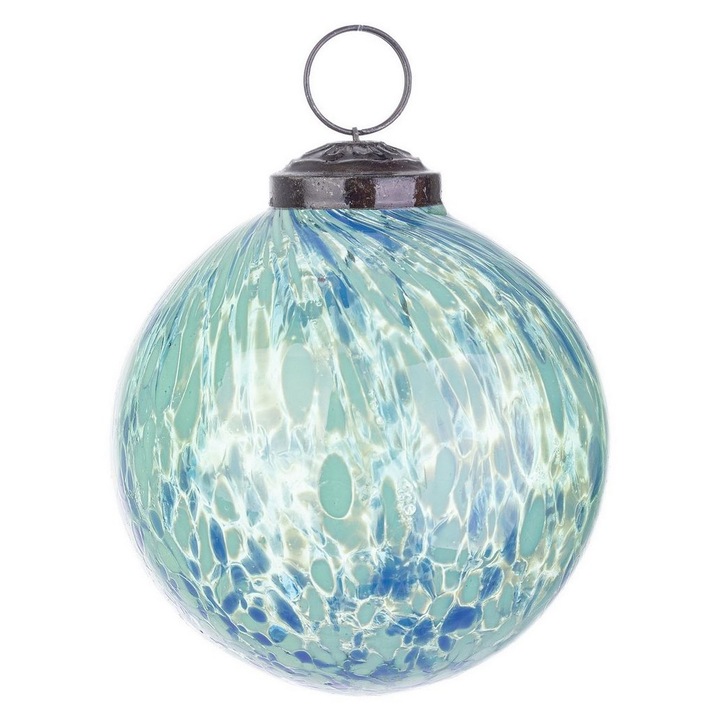 12 darab kék Stripple karácsonyi üveggömb, Ø 8 cm
