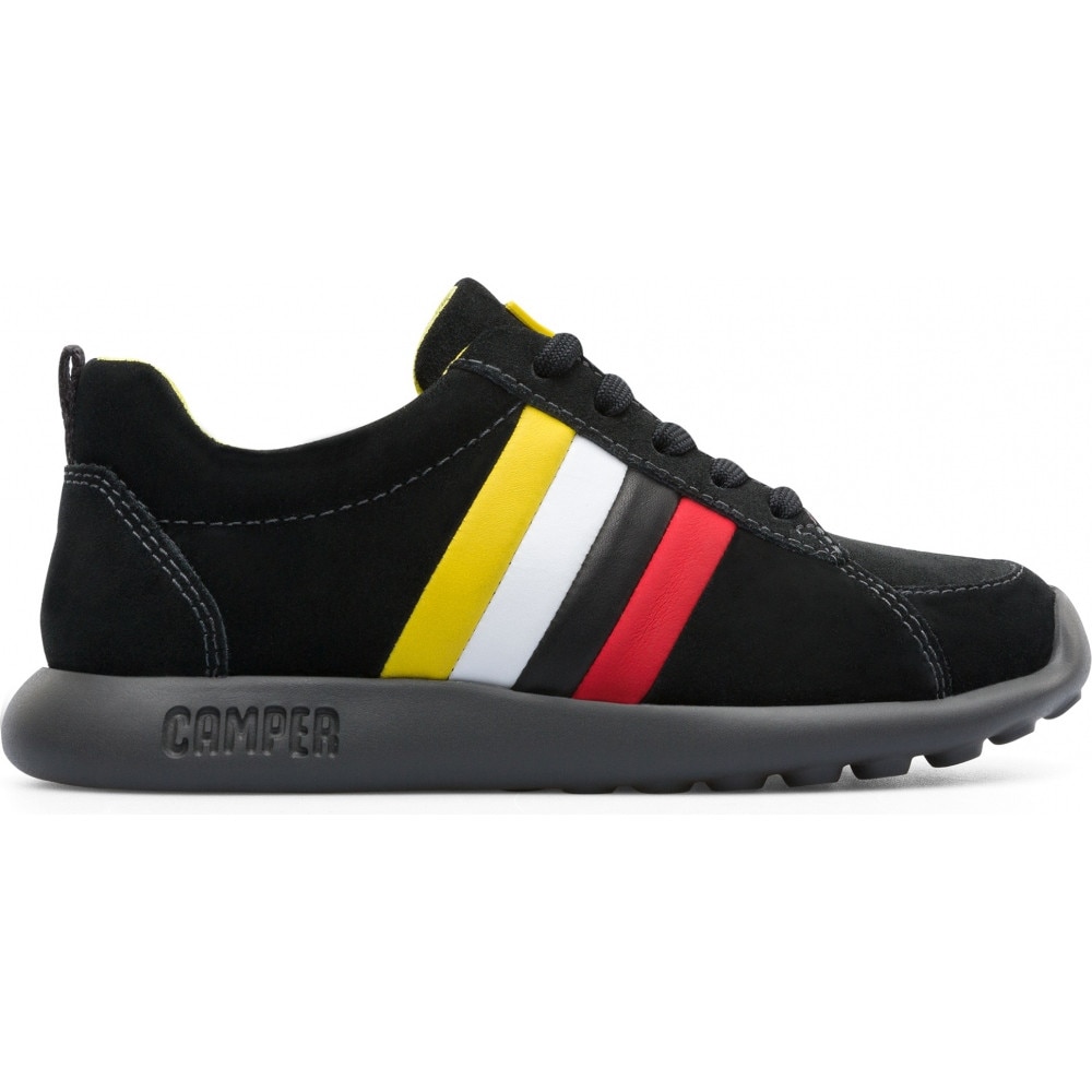 Camper, Pantofi sport din piele intoarsa cu garnituri din piele Twins, Negru, 28 EU