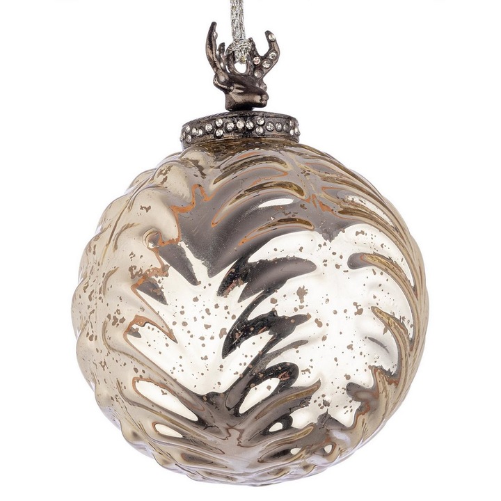 Set 12 globuri brad Craciun sticla aurie Decorum Ø10x13h