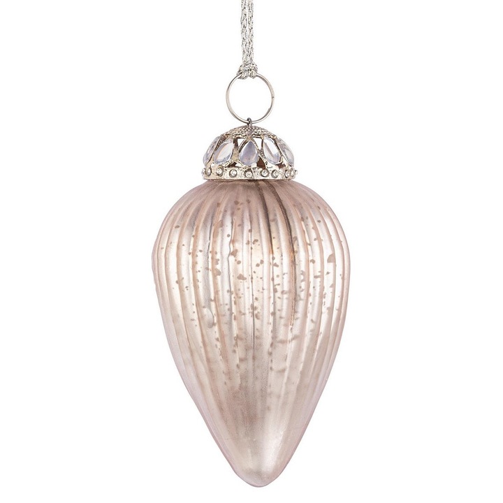 Set 12 globuri brad Craciun sticla aurie Genteel Ø7x12,5h