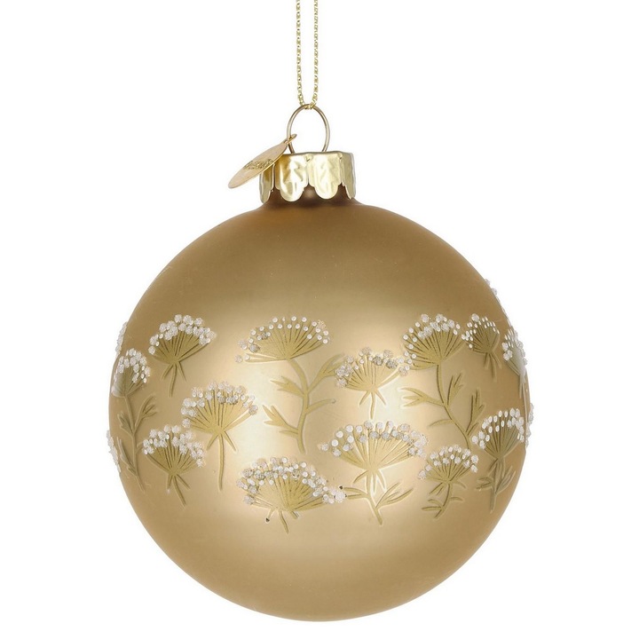 Set 12 globuri brad Craciun sticla aurie alba Achilea Ø 8 cm
