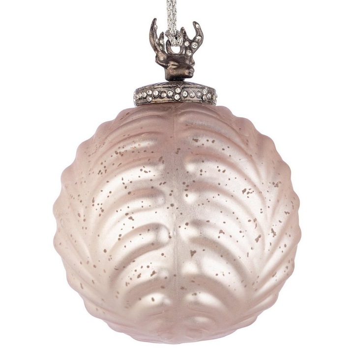 12 darab rózsaarany üveg karácsonyi gömb szett, Decorum Ø10x13h