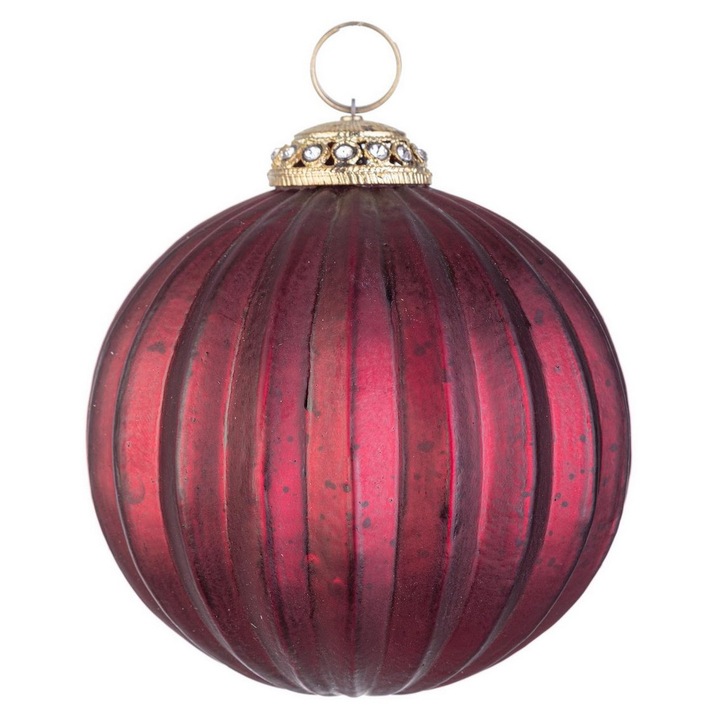 Set 12 globuri brad Craciun sticla rosie Daring Ø 10 cm