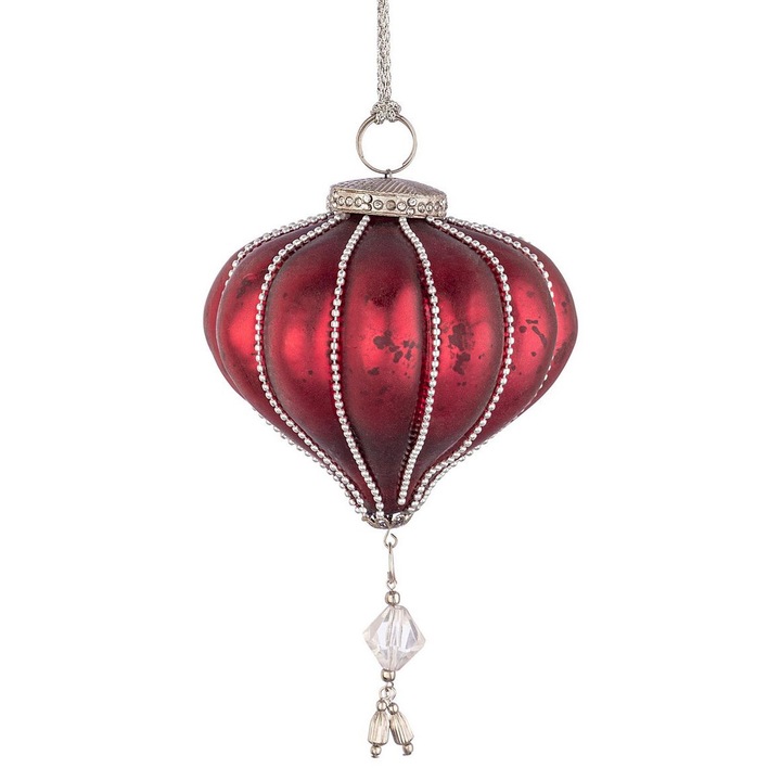 12 db piros Valiant karácsonyi üveggömb készlet, Ø9,5x9,5h