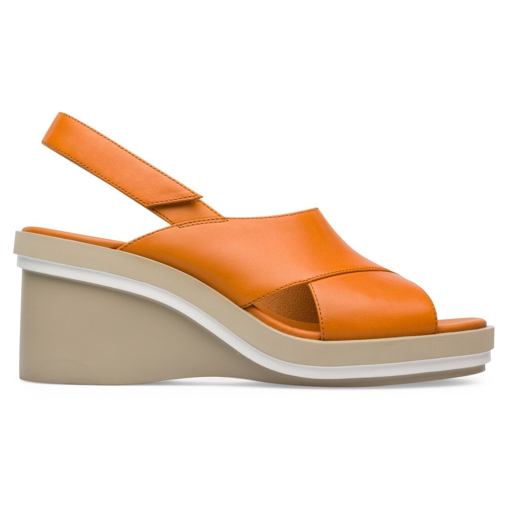 Camper, Sandale din piele cu talpa wedge Kyra, Portocaliu, 37