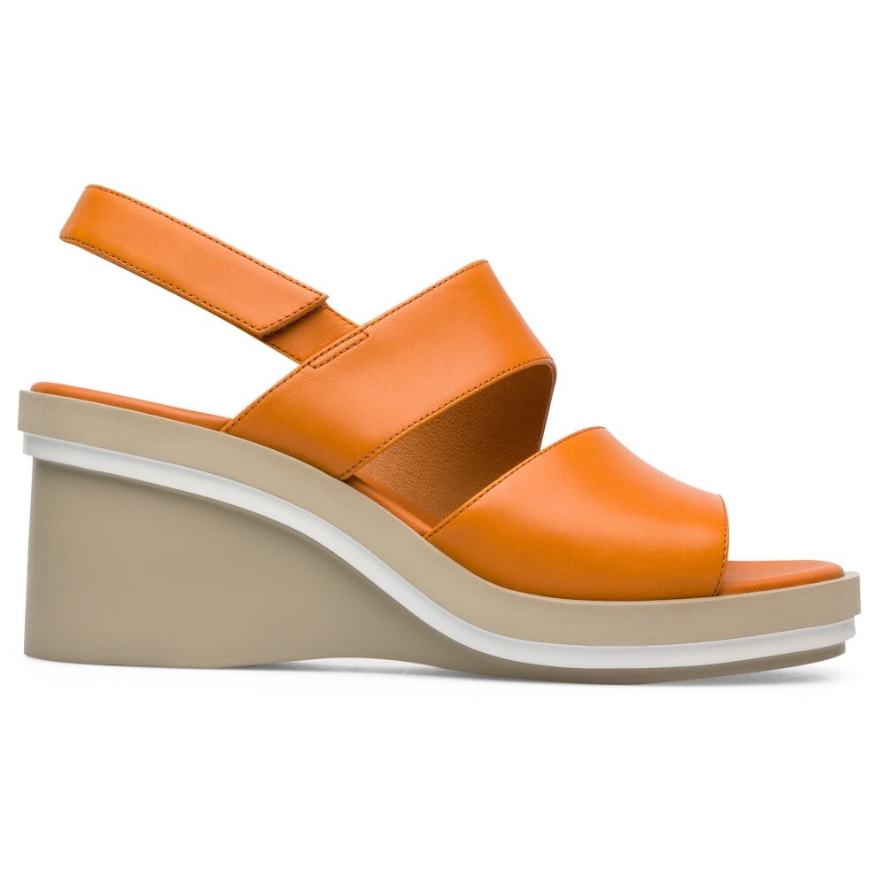 Camper, Sandale din piele cu talpa wedge Kyra, Portocaliu, 41