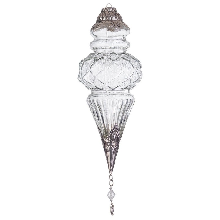 Set 4 ornamente brad Craciun sticla Blaze Ø11x29h