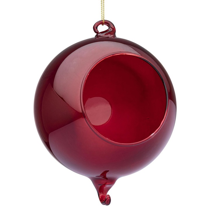 Set 6 globuri brad Craciun sticla rosie Simply Ø10 cm