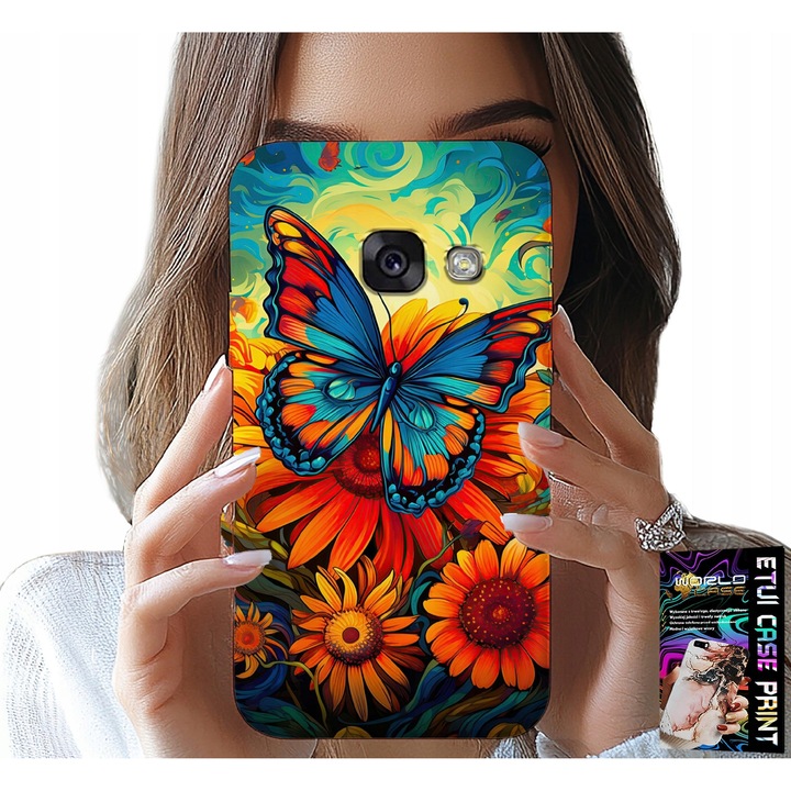 Tok Samsung Galaxy A5 2017-hez, World Case, pillangók és virágok, szilikon
