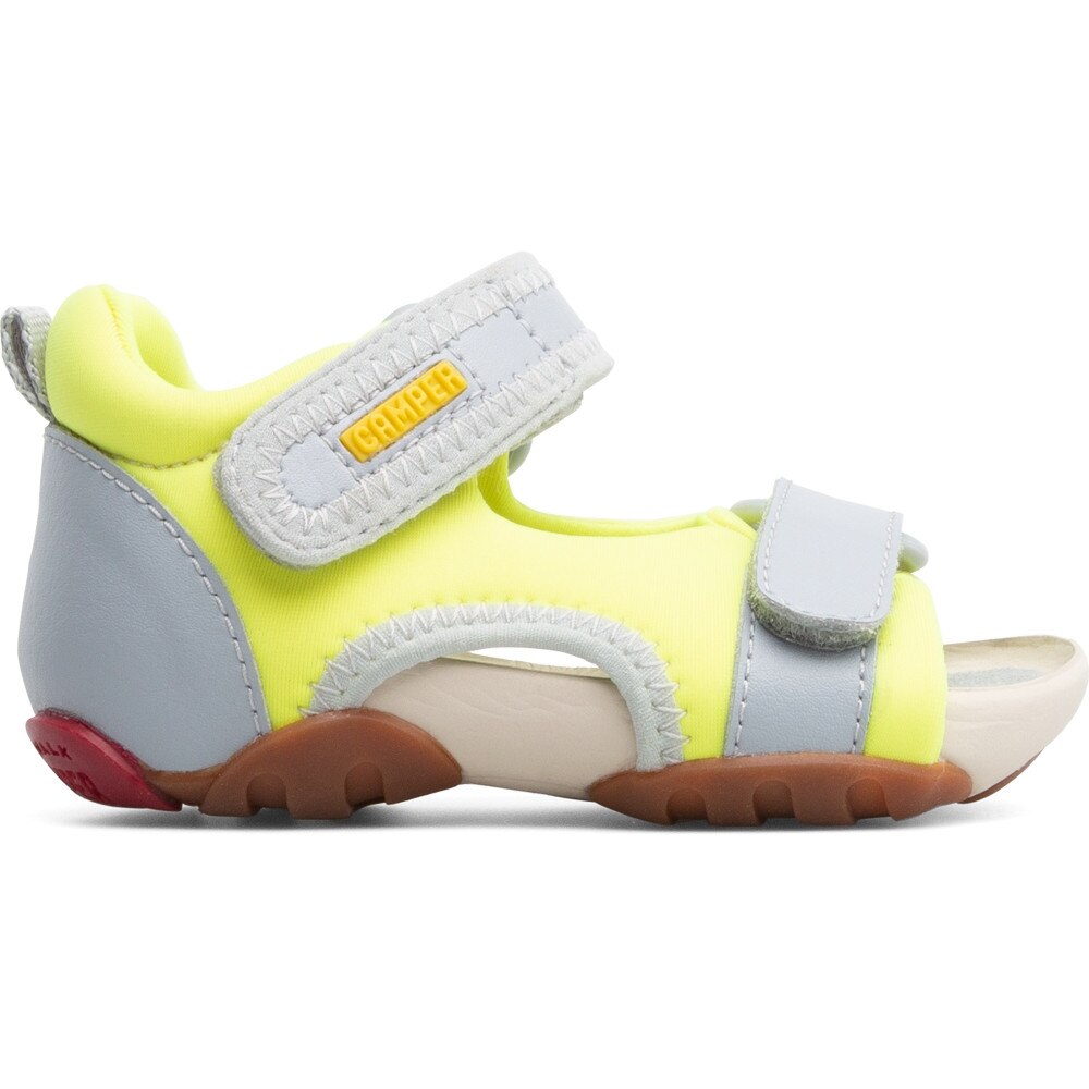 Camper, Sandale cu segmente cu inchidere velcro dubla Ous, Galben, Grigio, 25 EU
