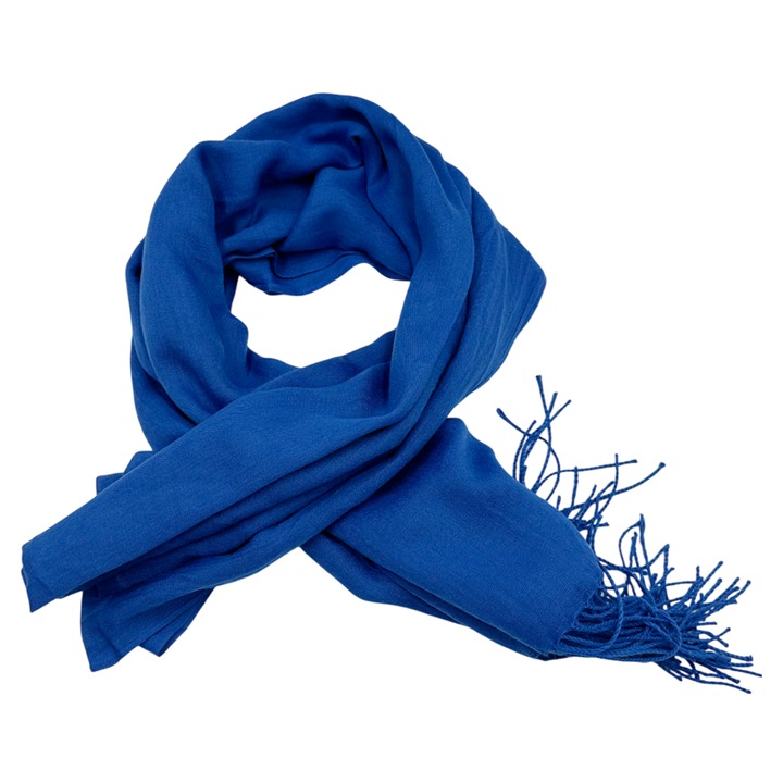 Esarfa PRAVALIA CU SURPRIZE CASHMERE EMILY, Albastru, 70x180cm, casmir, cu franjuri