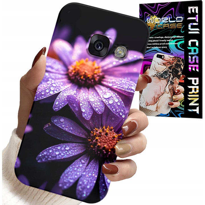 Tok Samsung A5 2017-hez, World Case, rózsaszín virágok, szilikon