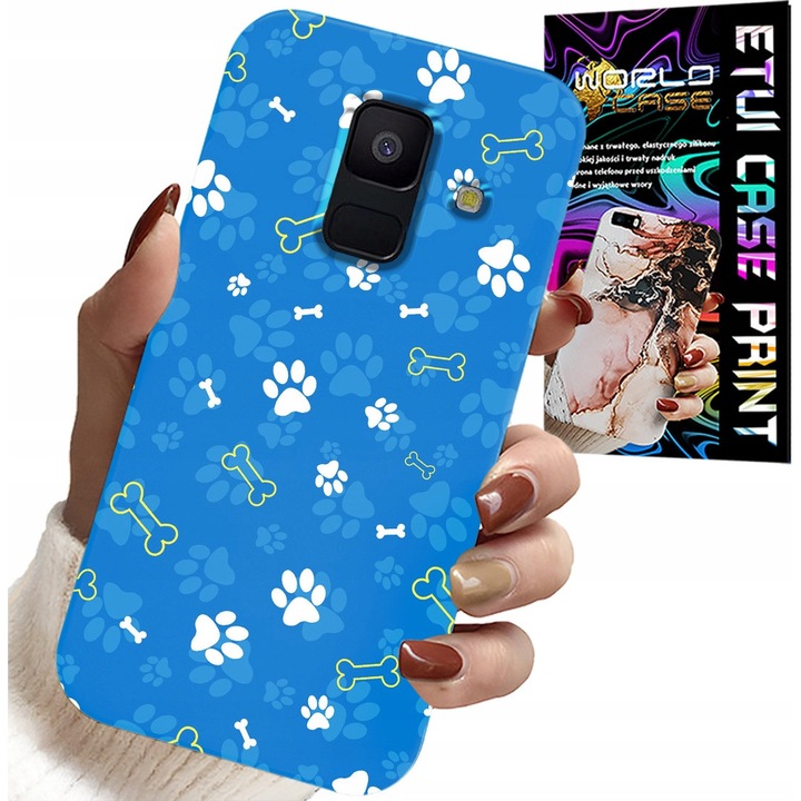 Tok Samsung A6 2018-hoz, World Case, Bone Paws Dog Patrol design, szilikon, többszínű