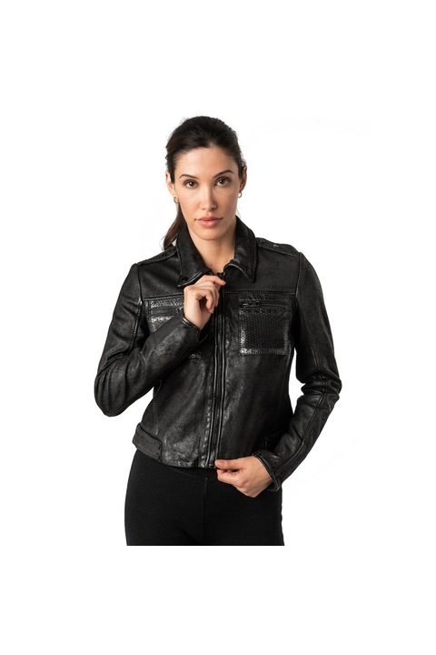 Късо кожено яке Geaca Scurta de Piele Dama 2.0 от Mauritius Черно 2Wmarin, Черен