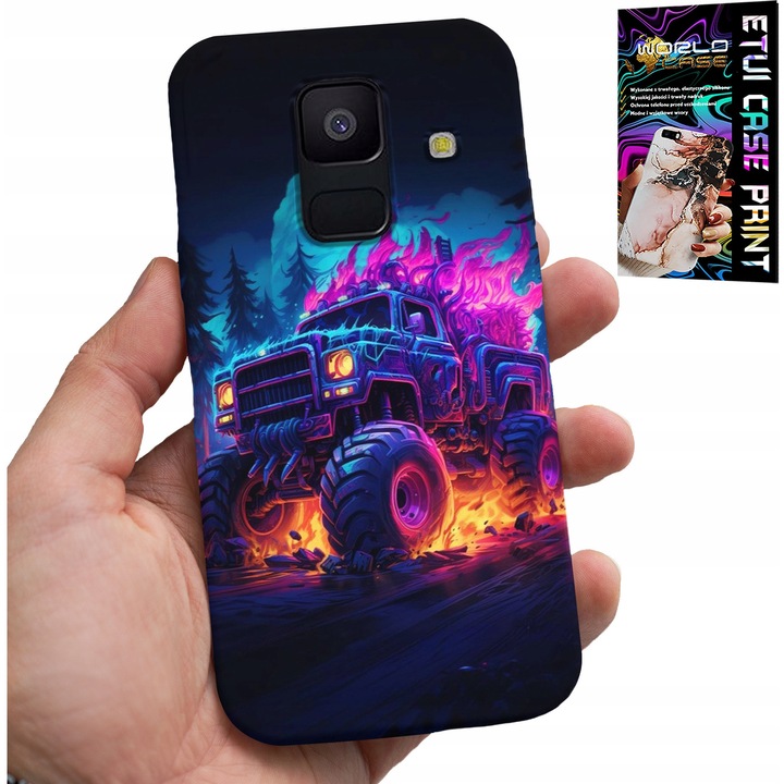 Tok Samsung A6 2018-hoz, World Case, Monstertruck design, szilikon, többszínű