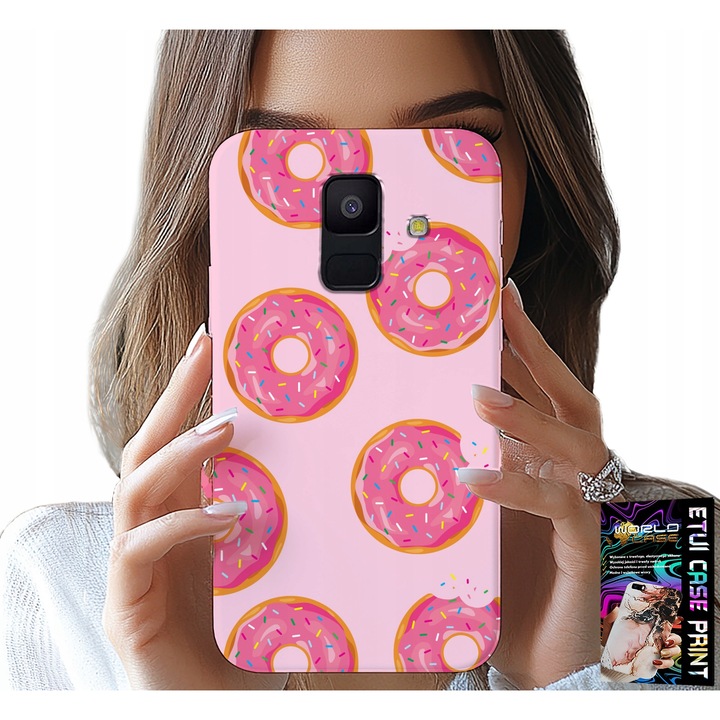 Carcasa telefon Samsung A6 2018, World Case, fánk design, szilikon, többszínű