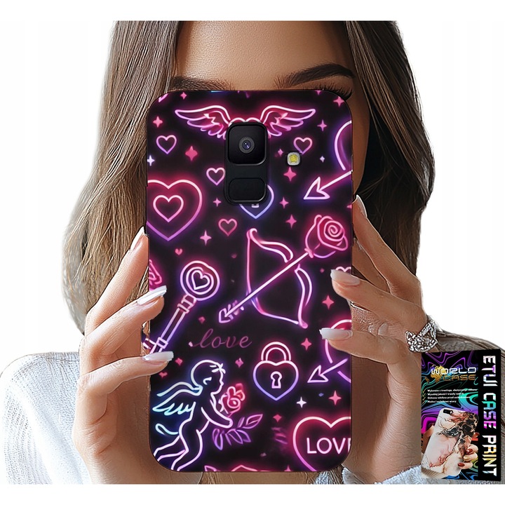 Tok Samsung A6 2018-hoz, World Case, Valentine's design, többszínű, szilikon