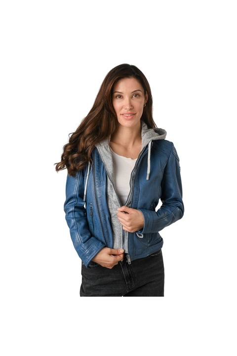 Geaca de Piele Dama Mauritius Albastra MWAdila, Albastru