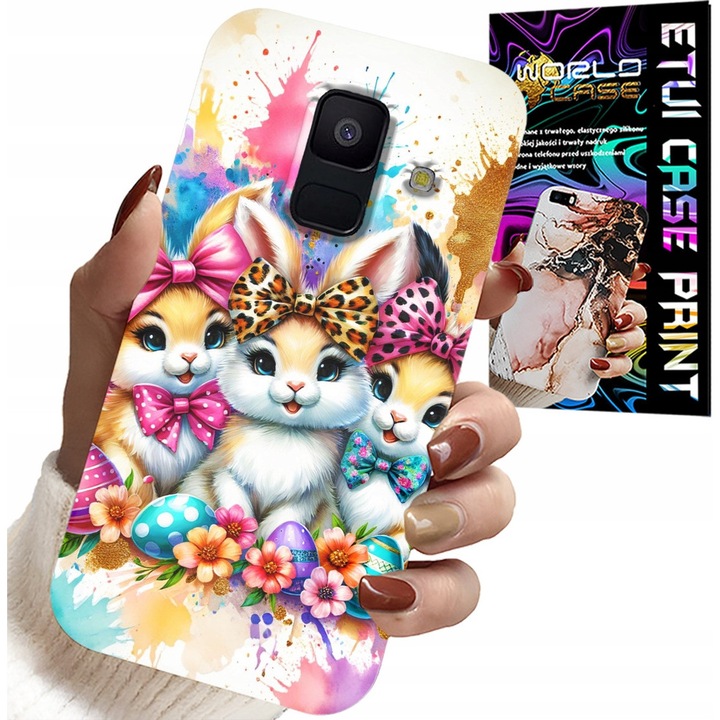 Samsung A6 2018 telefontok, World Case, nyuszik, sokszínű, szilikon