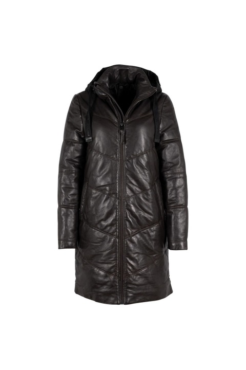 Geaca Lunga de Iarna din Piele Dama Gipsy Maro Inchis GWVallie, Maro