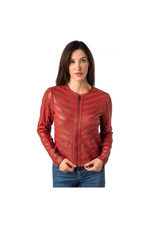 Geaca de Piele Dama Mauritius Rosie MWSuri, Rosu