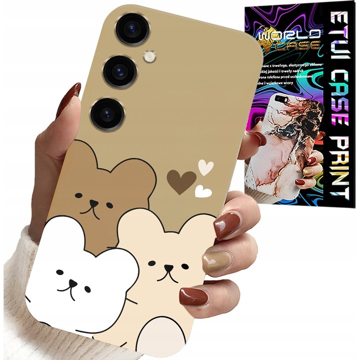 Husă pentru telefon, World Case, Samsung Galaxy A55 5G, silicon, model ursuleț de pluș, multicolor