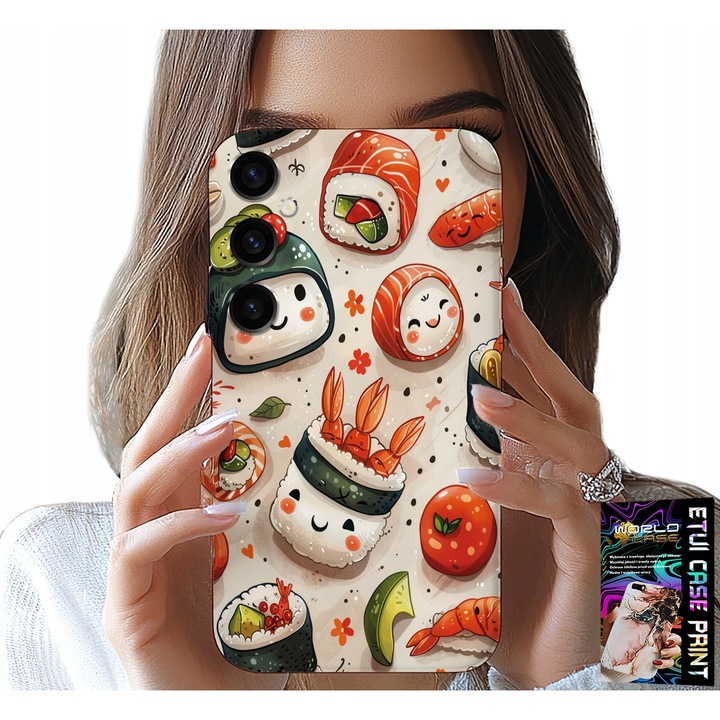 Tok Samsung Galaxy A04S-hez, World Case, szilikon, sushi minta, többszínű