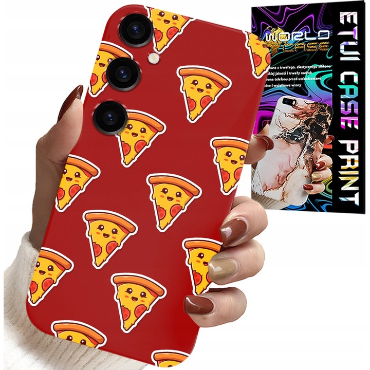 Carcasă pentru telefon, World Case, Samsung Galaxy A55 5G, design pizza veselă, roșu, silicon