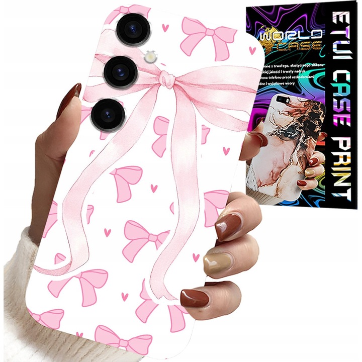 Telefon tok, World Case, Samsung Galaxy A54 5G, szilikon, mintás dizájn, rózsaszín