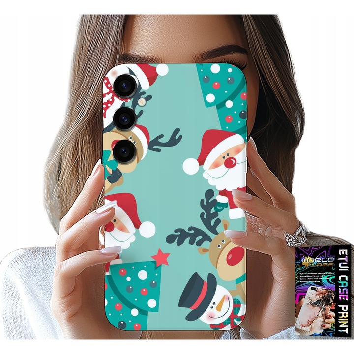 Carcasa pentru Samsung Galaxy A55 5G, World Case, desen de Crăciun, silicon, alb