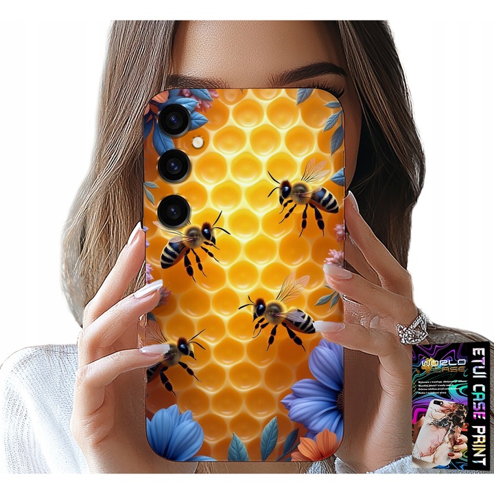 Tok Samsung Galaxy A54 5G-hez, World Case, méhsejtmintás design, szilikon, fehér