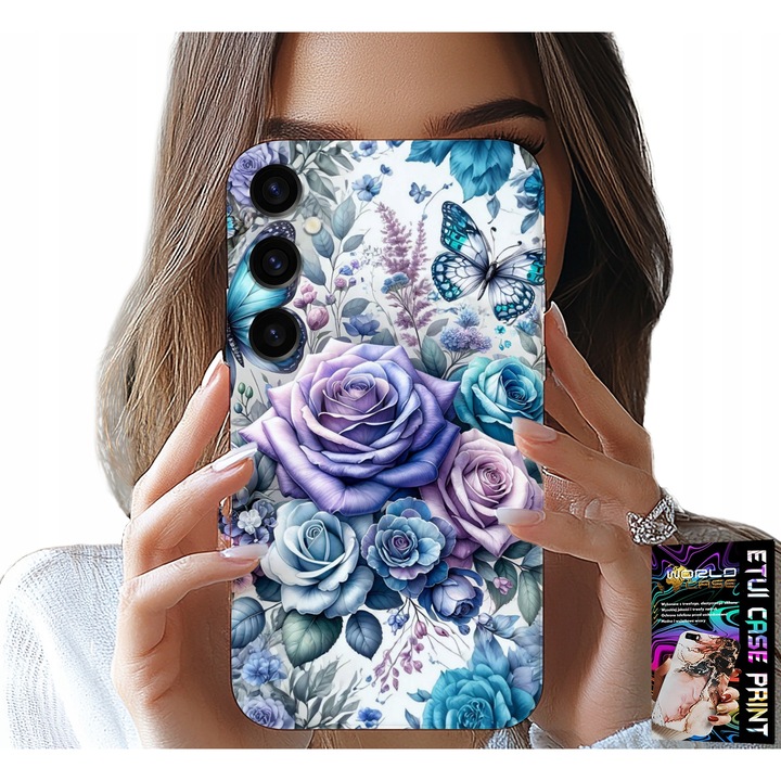 Telefontok, World Case, virágos rózsaminták, szilikon, Samsung Galaxy A54 5G