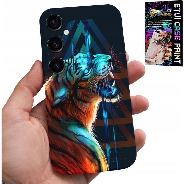 Husă pentru Samsung Galaxy A55 5G, World Case, design tigru masculin, silicon, multicolor