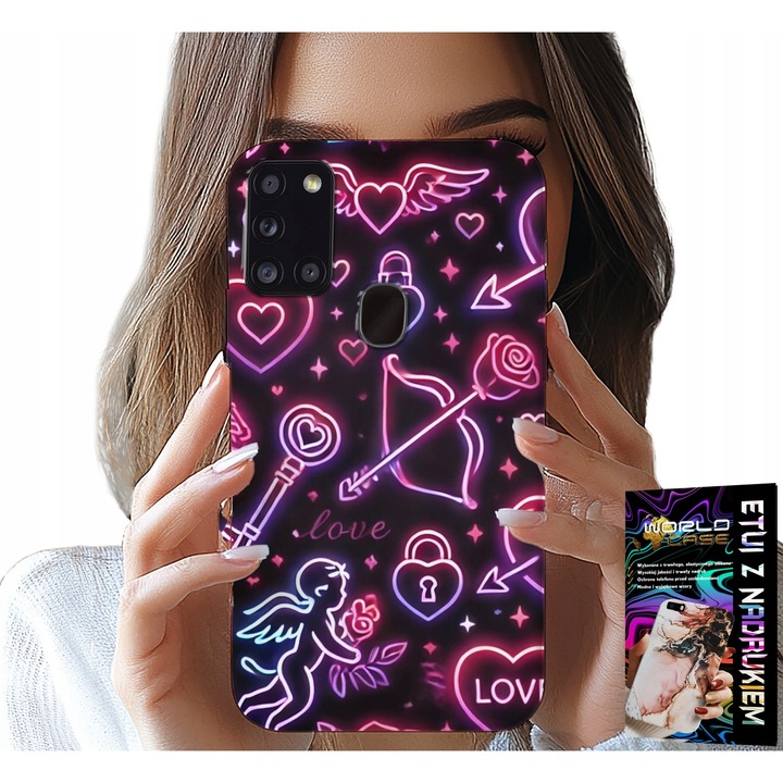 ETUI SAMSUNG GALAXY A21s-hez - VALENTINE TOK, DOBOZ, FIÚ, SZÍVEK