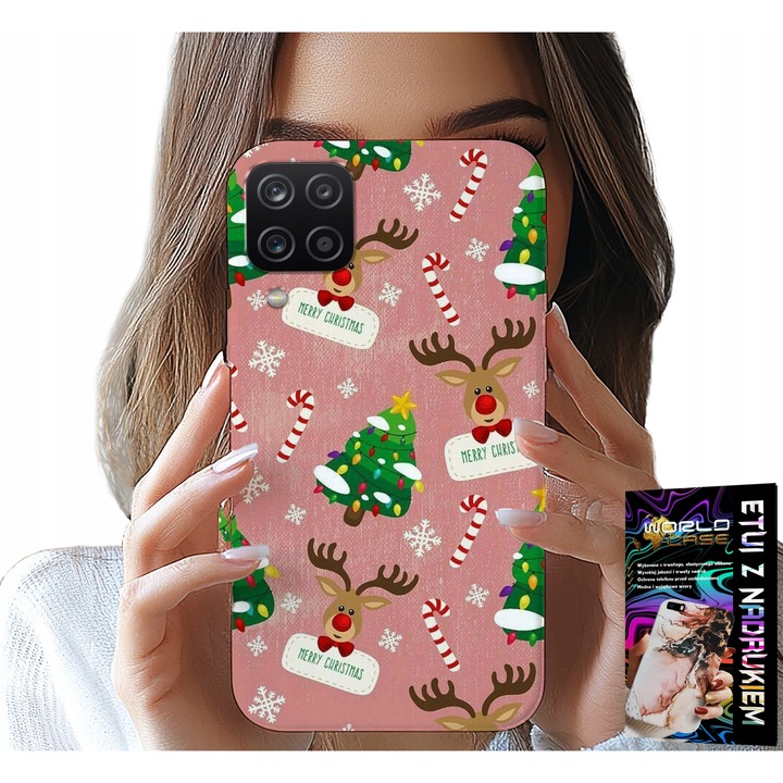 Samsung Galaxy A22 5G tok, World Case, karácsonyfa, szilikon, többszínű