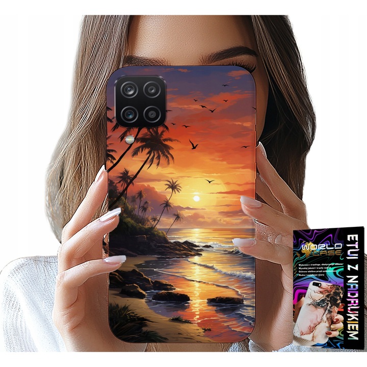 Telefon tok, World Case, Samsung Galaxy A22 5G, szilikon, színes nyomat, strand, nyaralás