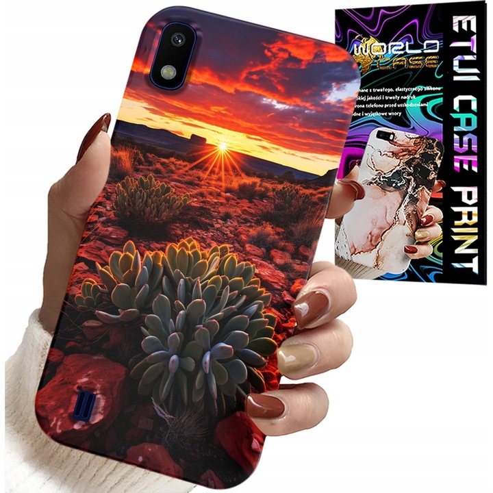 Tok Samsung A10-hez, World Case, Mexican Desert Views nyomtatás, szilikon, üvegkészlettel