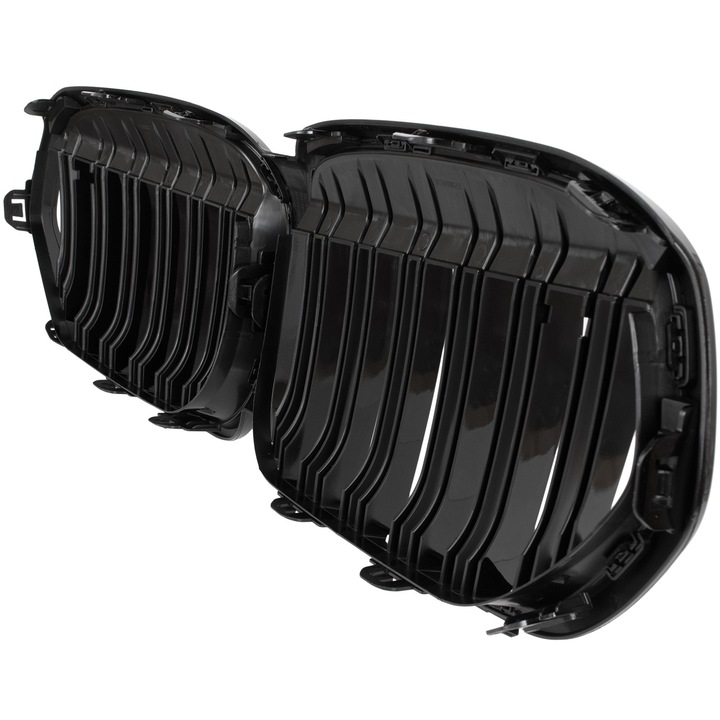 Hűtőrács BMW X1 F48 2019-2022, fényes fekete, dupla lécekkel