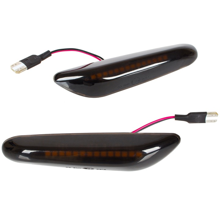 Set 2 buc. semnalizatoare laterale LED M MODECAR, negru fumuriu, pentru BMW Seria 1 E81 E82 E87 E88