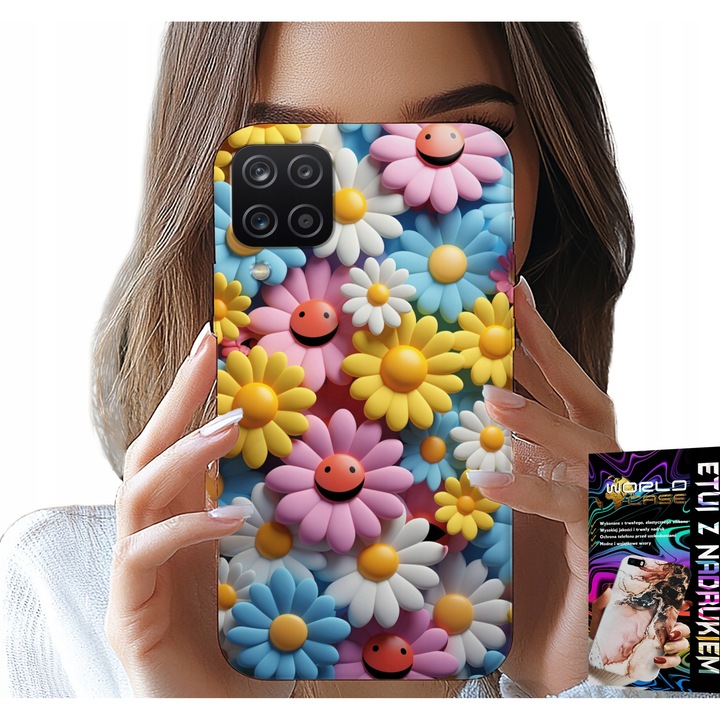 Tok Samsung Galaxy A22 5G-hez, World Case, színes virágok, szilikon, szett