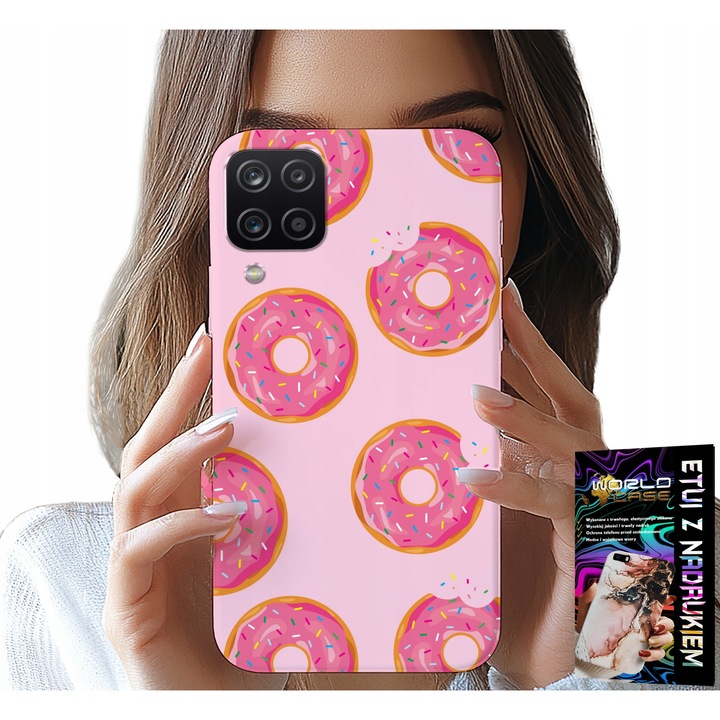 Husa pentru telefon Samsung Galaxy A22 5G, World Case, design gogoși acoperite cu zahăr, silicon