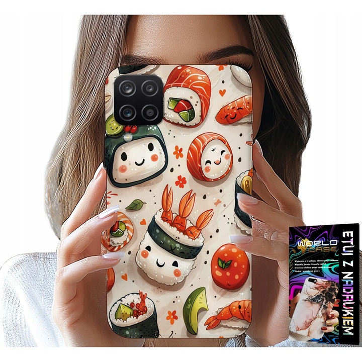 Tok Samsung Galaxy A22 5G-hez, World Case, sushi mintás, szilikon