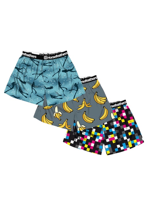 Set 3 perechi de bixeri pentru barbati, Horsefeathers, AM096M, bumbac, multicolor, L INTL