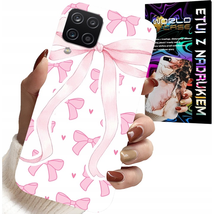 Carcasă pentru Samsung Galaxy A22 5G, World Case, silicon, roz, design imprimat