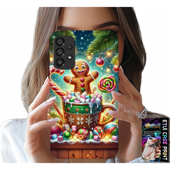 Carcasă pentru telefon Samsung Galaxy A72, World Case, model Crăciun cu turtă dulce, silicon, multicolor