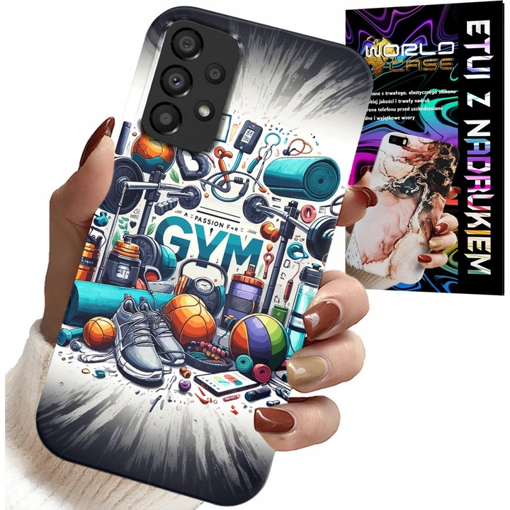 Carcasă sport de fitness pentru Samsung Galaxy A72, World Case, silicon, imprimeu multicolor