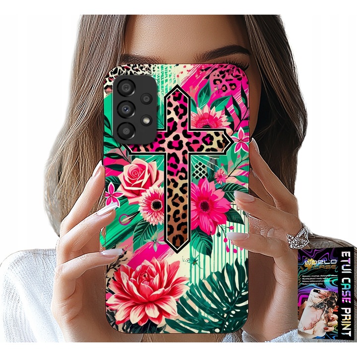 Carcasă pentru telefon, World Case, Samsung Galaxy A72, silicon, cruci, trandafir